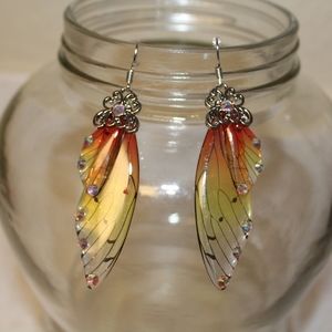 Butterfly wing dangle earrings